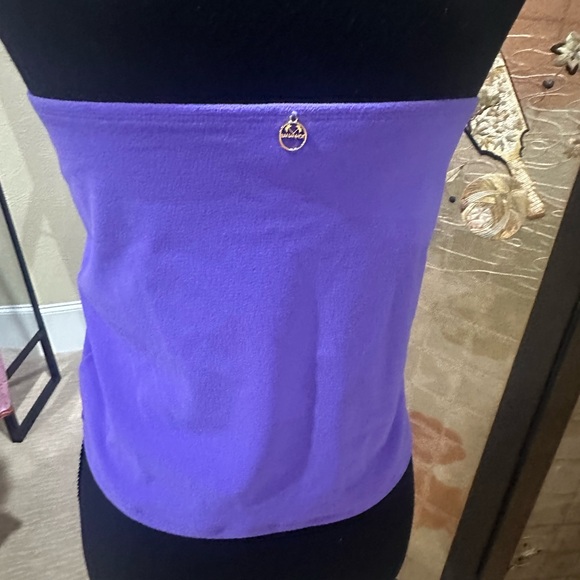 NWOT SIZE S/M Purple Strapless Ruched Crop Top - Picture 3 of 5